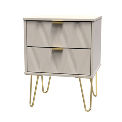 Pesaro Ready Assembled Matt Cashmere No Effect 2 Drawer Bedside Table (H)570mm (W)450mm (D)395mm from B&Q