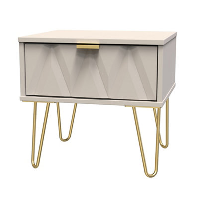 Pesaro Ready Assembled Matt Cashmere 1 Drawer Bedside Table (H)410mm (W)450mm (D)395mm from B&Q