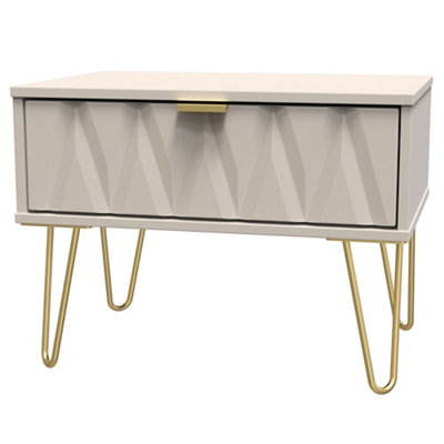 Pesaro Ready Assembled Cashmere 1 Drawer Side Table (H)410mm (W)395mm from B&Q