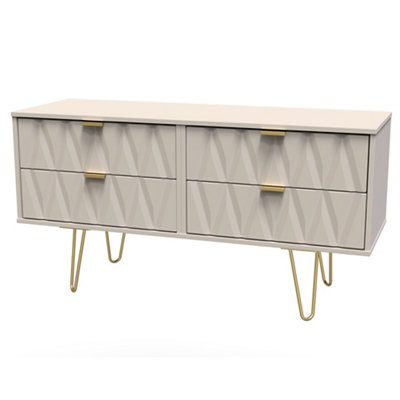 Pesaro Ready Assembled Matt Cashmere No Effect 4 Drawer Chest (H)570mm (W)1145mm (D)395mm from B&Q