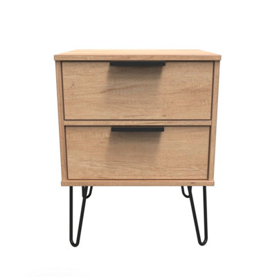 Osaka 2 Drawer Compact Bedside Cabinet In Nebraska Oak (Ready Assembled) from B&Q