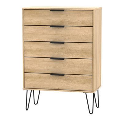 Osaka 5 Drawer Chest Of Drawers In Nebraska Oak (Ready Assembled) from B&Q