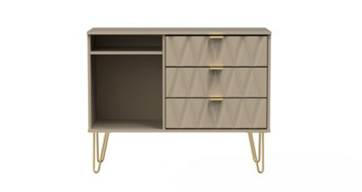 B&Q Dallas 3 Drawer Tv Unit In Mushroom (Ready Assembled) Gold
