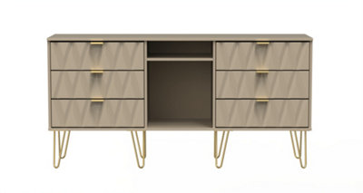 B&Q Dallas 6 Drawer Sideboard In Mushroom (Ready Assembled) Gold