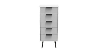 Fuji 5 Drawer Tallboy In Grey Matt & White (Ready Assembled) from B&Q