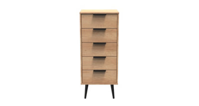 Fuji 5 Drawer Tallboy In Nebraska Oak (Ready Assembled) from B&Q