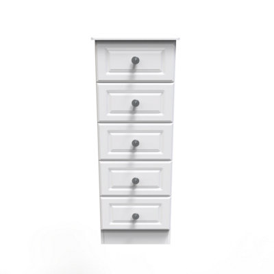 Kendal 5 Drawer Tallboy In White Ash (Ready Assembled) from B&Q