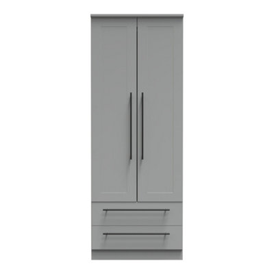 B&Q Howard 2 Door 2 Drawer Wardrobe In Dusk (Ready Assembled) Grey