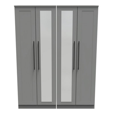 Howard Tall 4 Door 2 Centre Mirrors In Dusk Grey (Ready Assembled) from B&Q