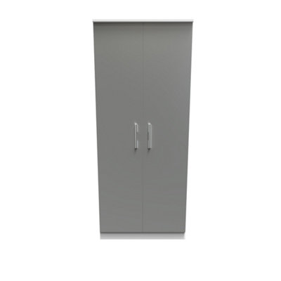 Trent Double Wardrobe In Dusk Grey & White Matt (Ready Assembled) from B&Q