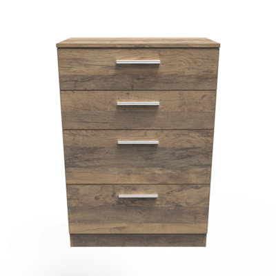  - Trent 4 Drawer Deep Chest In Vintage Oak (Ready Assembled)