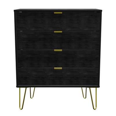 B&Q Fuji 4 Drawer Chest In Matt (Ready Assembled) Black