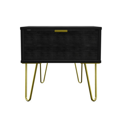 B&Q Fuji 1 Drawer Bedside In Matt (Ready Assembled) Black