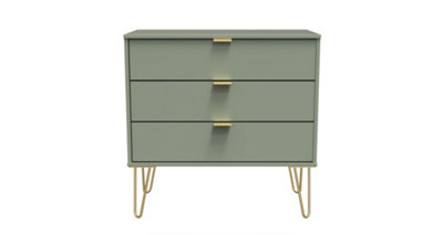 B&Q Fuji 3 Drawer Chest In Reed (Ready Assembled) Green