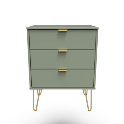 B&Q Fuji 3 Drawer Chest In Reed (Ready Assembled) Green
