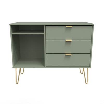 B&Q Fuji 3 Drawer Tv Unit In Reed (Ready Assembled) Green