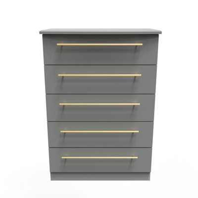 Helmsley 5 Drawer Chest In Dusk Grey (Ready Assembled) from B&Q