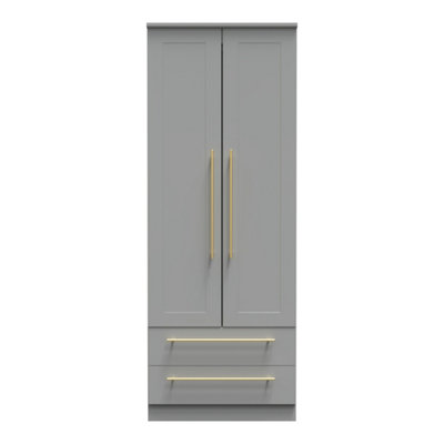 B&Q Helmsley 2 Door 2 Drawer Wardrobe In Dusk (Ready Assembled) Grey