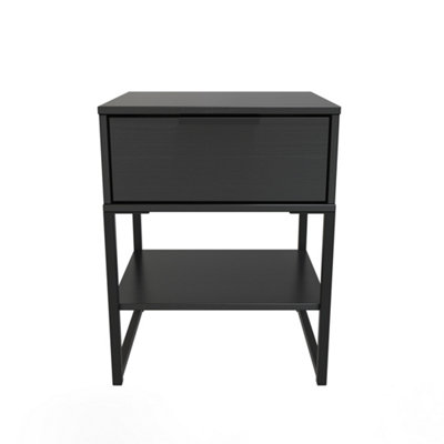  - Tamworth Single 1 Drawer Bedside Cabinet In Black Ash (Ready Assembled)
