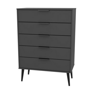 B&Q Fuji 5 Drawer Chest In Graphite (Ready Assembled)