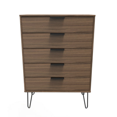 Fuji 5 Drawer Chest In Carini Walnut (Ready Assembled) from B&Q