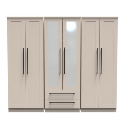 Howard Tall 6 Door 2 Drawer 2 Mirror Wardrobe In Kashmir Matt (Ready Assembled) from B&Q