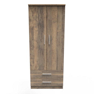 Trent 2 Drawer Double Wardrobe In Vintage Oak (Ready Assembled) from B&Q