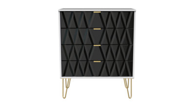 B&Q Dallas 4 Drawer Chest In Deep & (Ready Assembled) Black/White