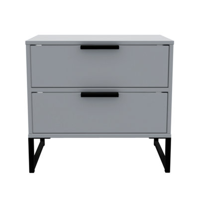  - Madrid 2 Drawer Bedside Cabinet    In Dusk Grey (Ready Assembled)
