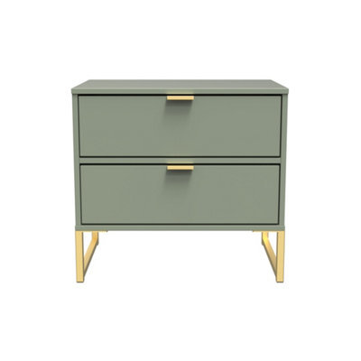 Madrid 2 Drawer Bedside Cabinet    In Reed Green (Ready Assembled) from B&Q