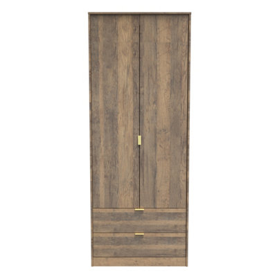 Tamworth Tall 2 Drawer Wardrobe In Vintage Oak (Ready Assembled) from B&Q