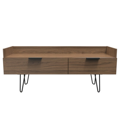 B&Q Fuji 2 Drawer Tv Unit In Carini Walnut (Ready Assembled)