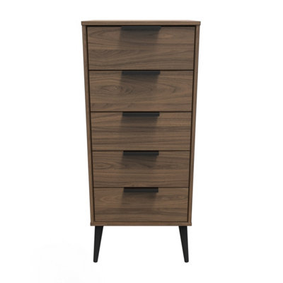 Fuji 5 Drawer Tallboy In Carini Walnut (Ready Assembled) from B&Q