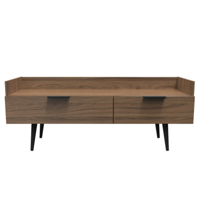 B&Q Fuji 2 Drawer Tv Unit In Carini Walnut (Ready Assembled)