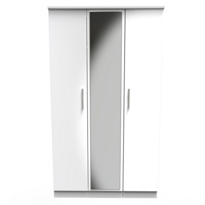 Harrow Triple Mirror Wardrobe In White Gloss (Ready Assembled) from B&Q