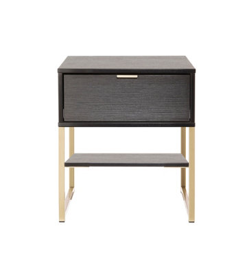  - Tamworth Double 1 Drawer Bedside Cabinet In Black Ash (Ready Assembled)