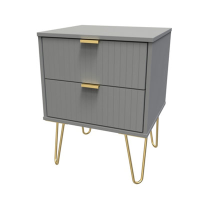 Linear Ready Assembled Matt Dark Grey 2 Drawer Wide Bedside Chest (H)505mm (W)395mm (D)415mm from B&Q