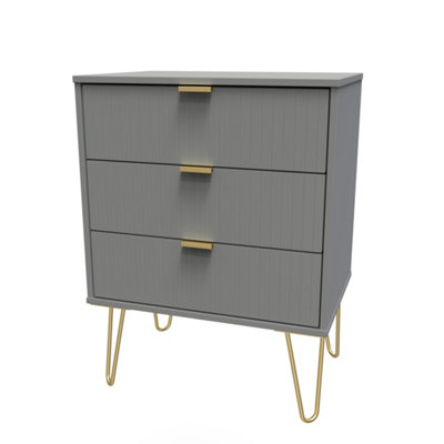 Linear Ready Assembled Matt Dark Grey 3 Drawer Wide Chest (H)740mm (W)575mm (D)395mm from B&Q