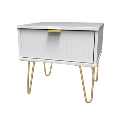  - Linear Ready Assembled Matt White 1 Drawer Small Side Table (H)410mm (W)450mm (D)395mm
