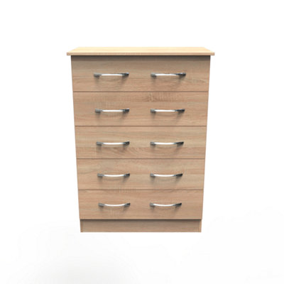 Heddon 5 Drawer Chest In Bardolino Oak (Ready Assembled) from B&Q