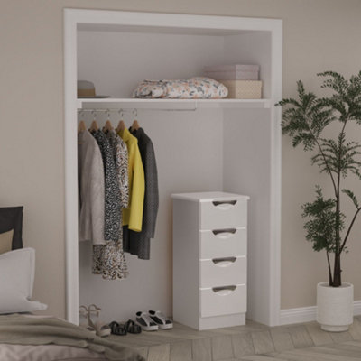 Rovigo Ready Assembled Matt White 4 Drawer Bedside Chest (H)878mm (W)395mm (D)411mm from B&Q