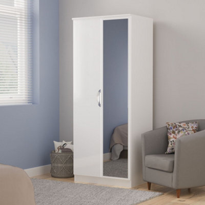 Rovigo Ready Assembled White Double Wardrobe With 1 Mirror Door (H)1824mm (W)738mm (D)530mm from B&Q