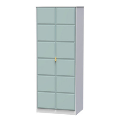  - Bologna Ready Assembled Modern Matt Duck Egg & White Tall Double Wardrobe (H)1970mm (W)740mm (D)530mm