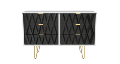 B&Q Dallas 6 Drawer Chest In Deep & (Ready Assembled) Black/White