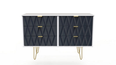  - Dallas 6 Drawer Chest In Indigo Matt & White (Ready Assembled)