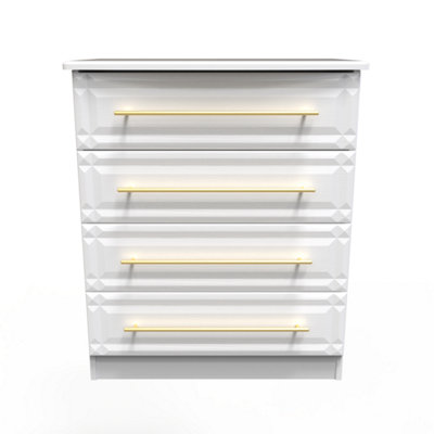 B&Q Norfolk 4 Drawer Chest In Ash (Ready Assembled) White