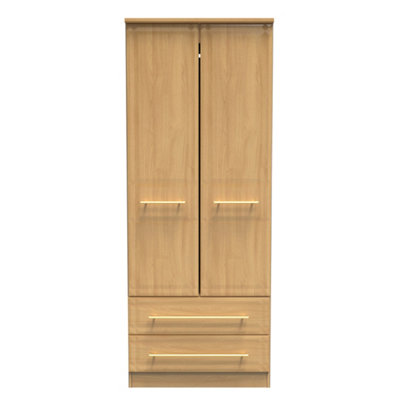 Norfolk 2 Door 2 Drawer Wardrobe With Shelf & Hanging Rail In Modern Oak (Ready Assembled) from B&Q