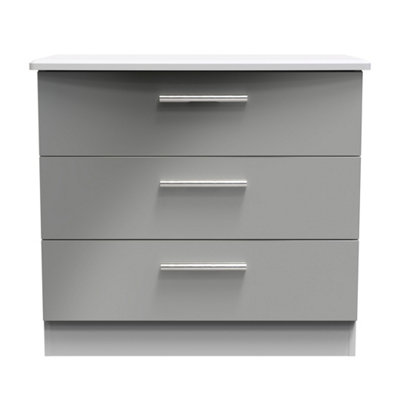 Harrow 3 Drawer Chest In Grey Gloss (Ready Assembled) from B&Q