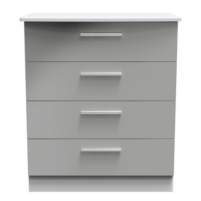 Harrow 4 Drawer Chest In Grey Gloss (Ready Assembled) from B&Q