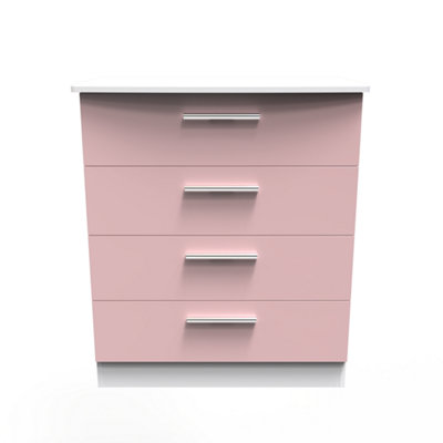 Harrow 4 Drawer Chest In Kobe Pink & White (Ready Assembled) from B&Q